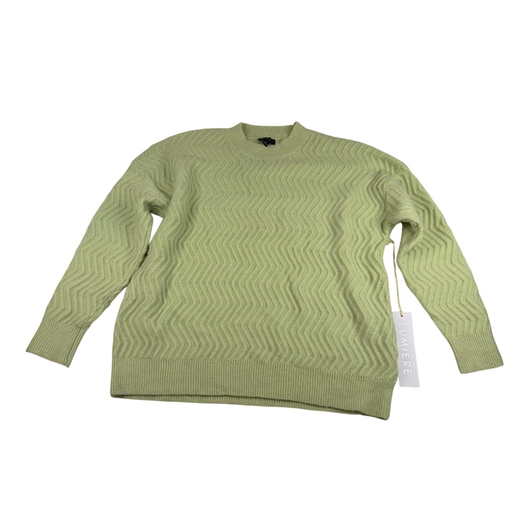 Lumiere Womens Mint Green TexturedChevron Zigzag Knit Crewneck Sweater NK10377 M